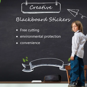 

60x200cm LARGE CHALKBOARD PAPER STICKERS ROLL BLACKBOARD WALL DECAL VINYL WITH CHALKS Wall Sticker For Kids Rooms