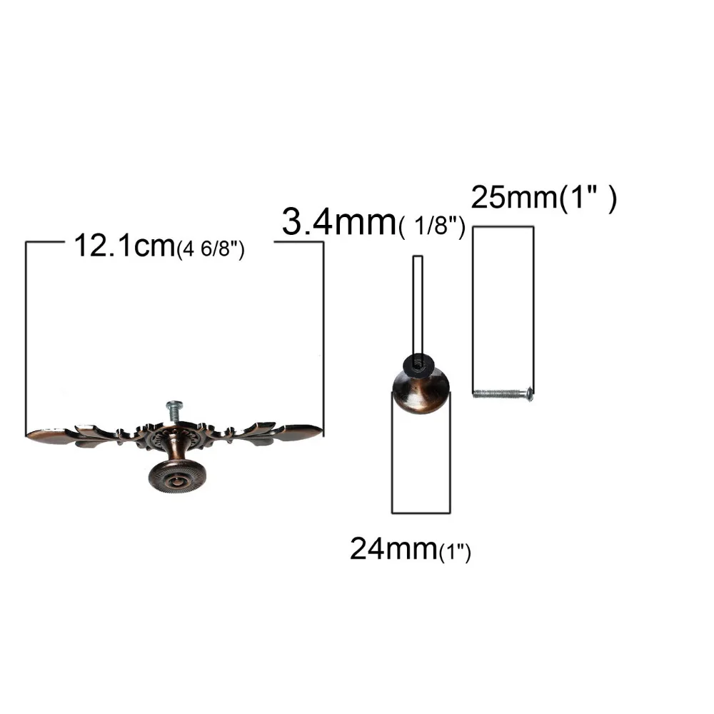 Zinc Based Alloy Drawer Handles Pulls Knobs Cabinet Furniture Hardware Fleur-De-Lis Antique Bronze 12.1x2.4cm 2.5x0.8cm, 1 Set