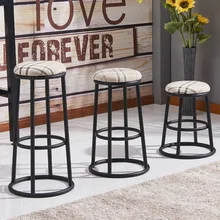 Твердое дерево американские барные стулья высокие стулья Кованое железо стул Ретро Бар Стул высокий стул льняная Подушка мобильный телефон магазин бар