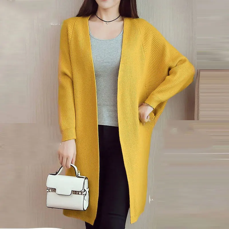 Однотонный СВОБОДНЫЙ Модный женский свитер с длинным рукавом, элегантный кардиган Feminino, новинка, Осень-зима, плотное пальто, chaqueta mujer 370