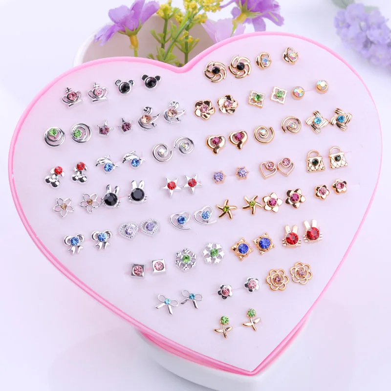 Пластик Любовь комплект ювелирных изделий серьги в Корейском стиле личность, не вызывает аллергии, в штучной упаковке серьги Для женщин Стразы Серьги Симпатичные хрустальные серьги-гвоздики со стразами серьги