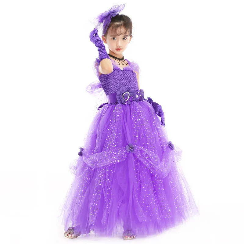 

Elegant Purple Royal Blue Flower Girl Dresses for Wedding Party Children's Dress Cosplay Evening Party Tutu Dress