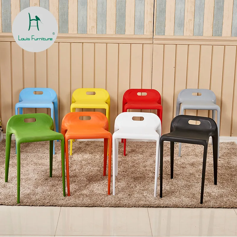 Луи модные обеденные стулья современный простой гостиной пластиковые табуретки креативность европейский стиль бытовой