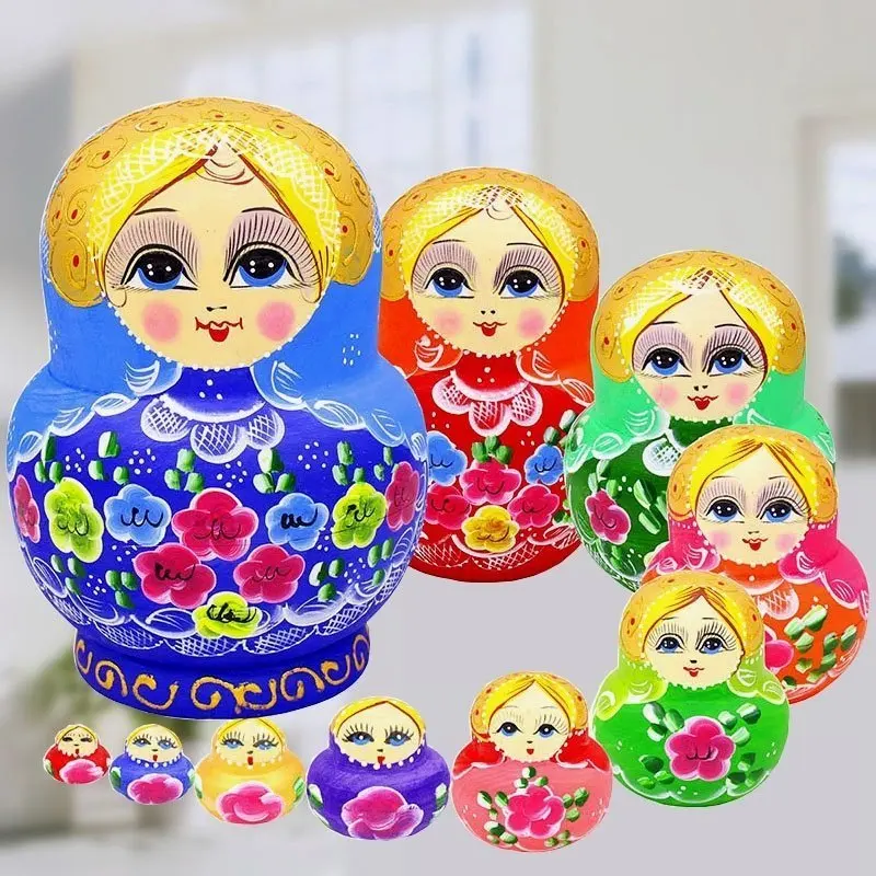 10 шт./компл. деревянные игрушки Матрешка Детская кукла подарок русские гнездовые