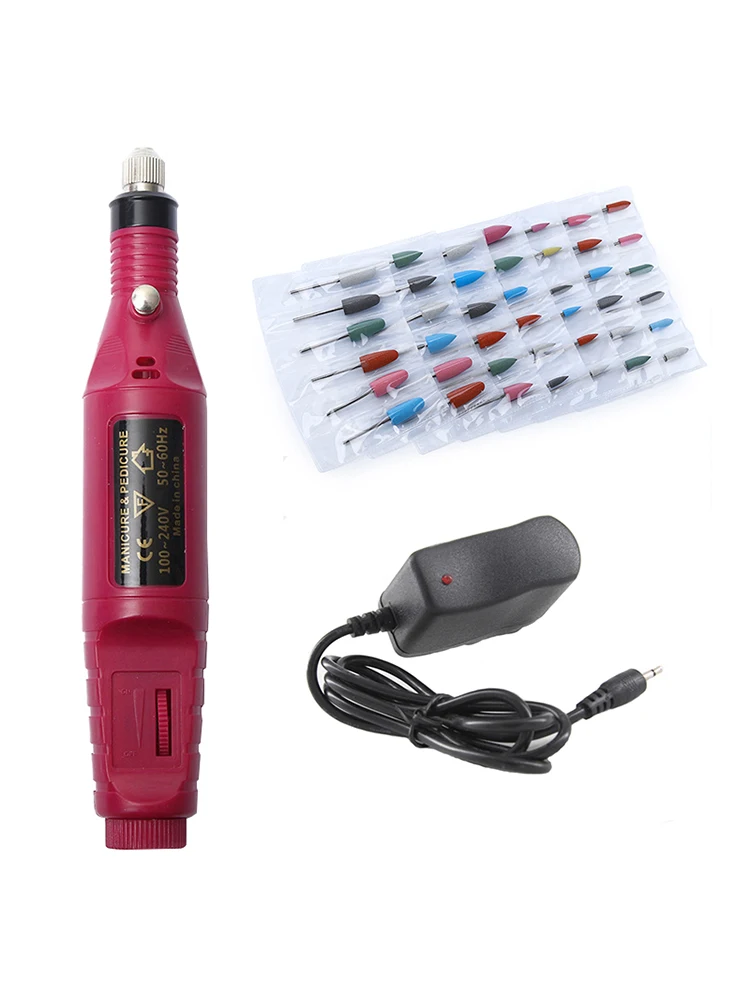 

1 Set 20000RPM Electric Nail Drill Machine 6PCS Silicon Carbide Rubber Drill Bits for Manicure Pedicure Apparatus Gel Remover