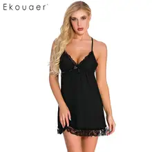 Ekouaer женская сексуальная ночная рубашка с бретельками, ночная рубашка, кружевная Цветочная Ночная сорочка, женское белье, летнее платье, ночная рубашка, домашняя одежда