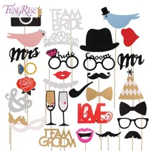 FENGRISE Fun Wedding Decoration Photo Booth Props DIY Mr Mrs Photobooth Props Photo Accessories Wedding Event Party Supplies