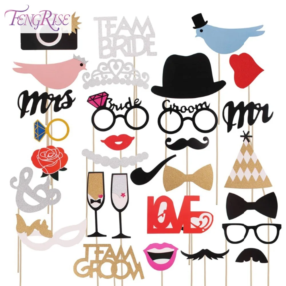 FENGRISE весело Свадебные украшения Photo Booth Реквизит DIY Mr Mrs реквизит для фотографий аксессуары для фотостудий Свадебная вечеринка поставки - изображение