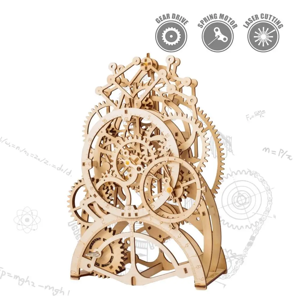 

2019 New Arrived 3D Puzzle Movement Assembled Wooden Pendulum clock - LK501