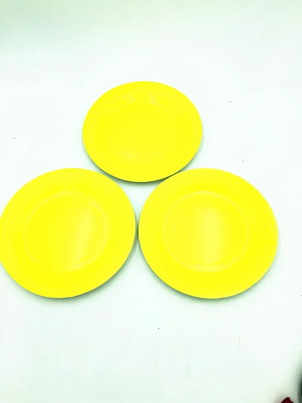 

10PCS/LOT YELLOW PLAIN COLOR PAPER PLATES KIDS BIRTHDAY PARTY FAVORS PLAIN COLOR PAPER DISHES SOLID COLOR DISPOSABLE ROUND DISH