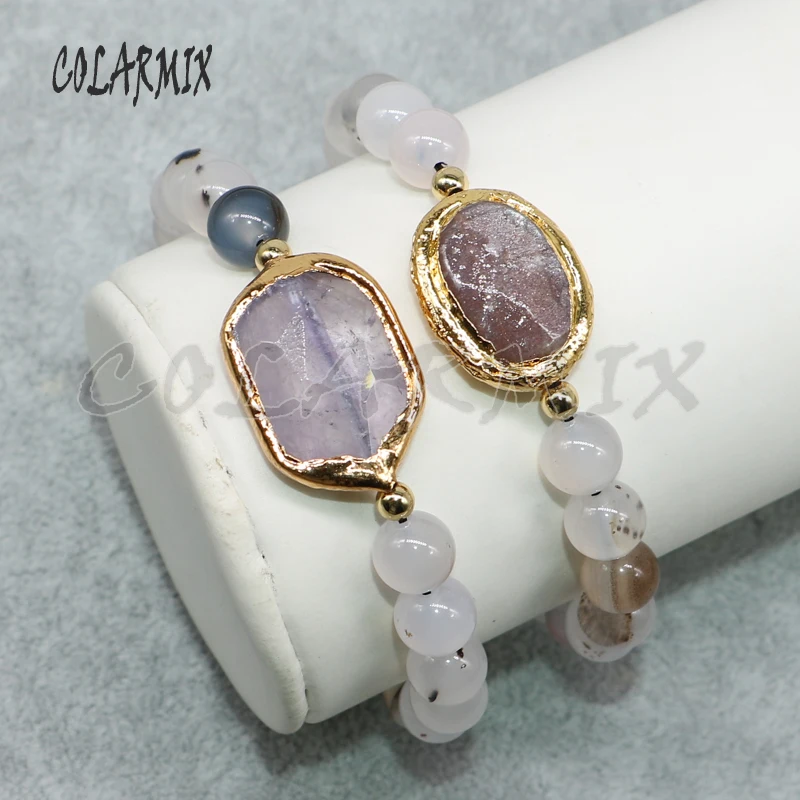 Wholesale Natural stone strand bracelet Natural stone charms bracelet natural stone charms stone