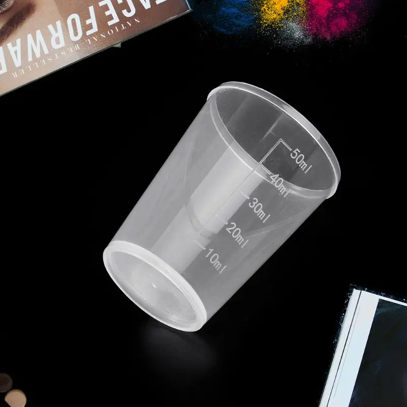 10 шт 50 мл пластиковая лабораторная бутылка лабораторный тест мерная емкость чашки с крышкой Пластиковые мерные стаканчики для жидкости