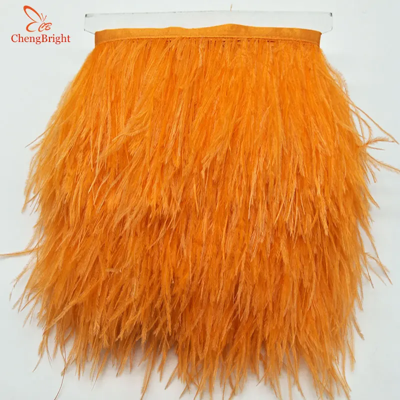 

ChengBright 10meters Orange Natural Ostrich Feather Ribbon Ostrich Feather Trim Fringe Clothing Decoration 3-4inch/8-10cm