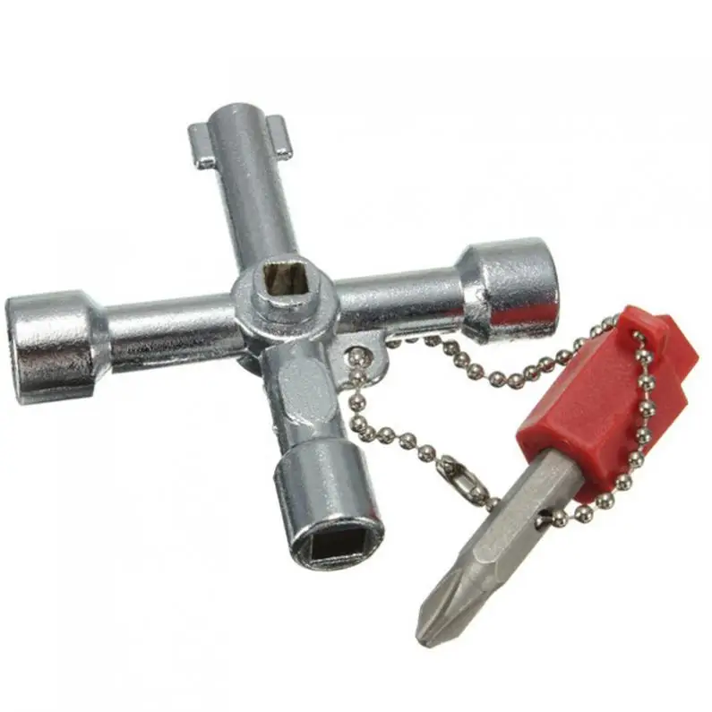 thumbnail image 2 of Universal 4 Way Multi-functional Utilities Key, Electric Cabinet Keys Gas Meter Keys Service Cross Key For Electric Water Gas Meter Box Cupboard Cabin 2 of 10
