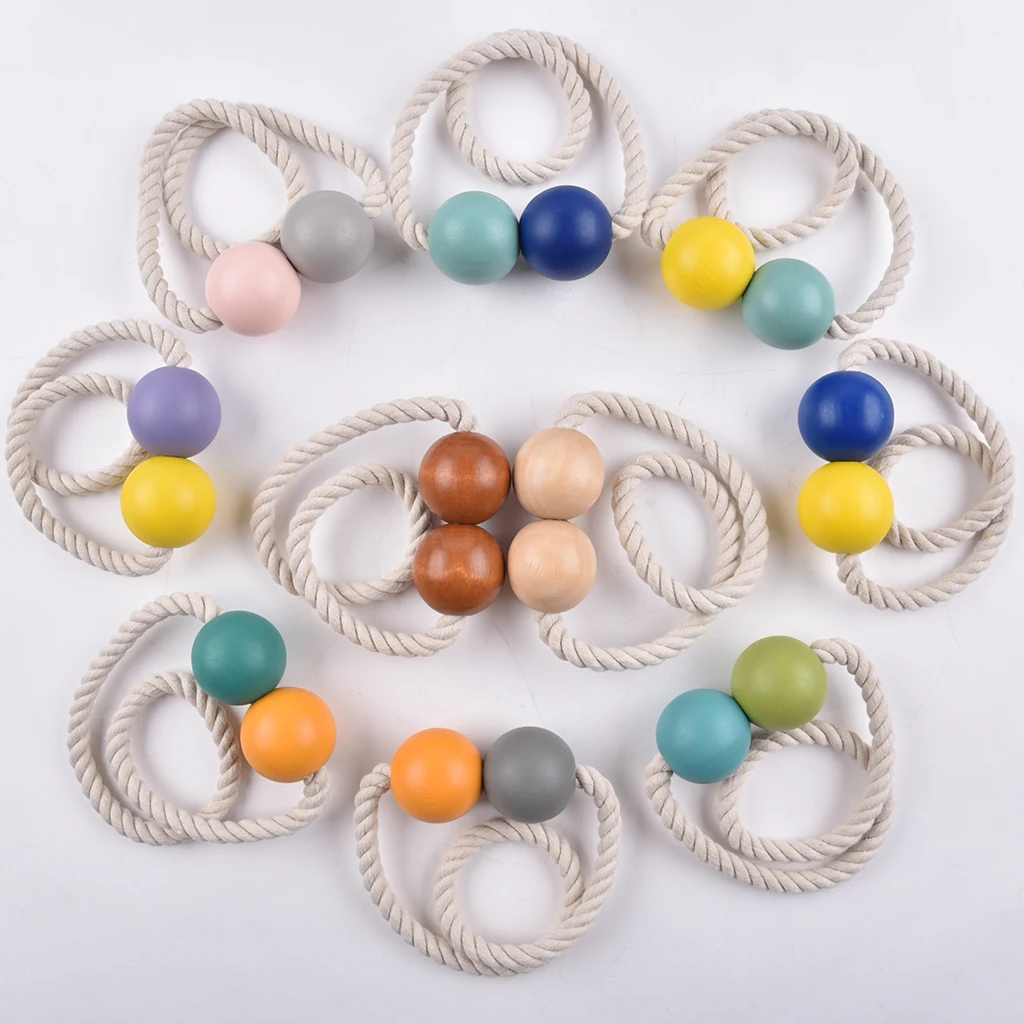 10 Colors Available, 2Pcs Magnetic Window Curtain Holdback Tieback Pair Colored Wood Beads Decor
