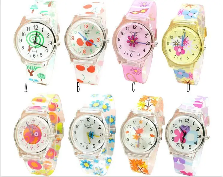

Students kids Quartz Watch Women willis Flower Women's Fashion Watch cherry Butterfly Flower Ultra-Thin Silicone Watch