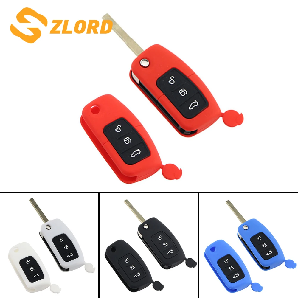 

3 Buttons Silicone Key Case Cover for Ford Focus 2 MK2 Fiesta Ecosport Galaxy Mondeo S-Max C-Max Flip Folding Key