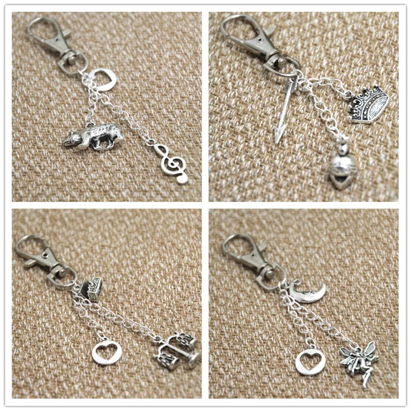 

Shakespeare inspired Key ring Macbeth charm Key Chain charm in silver