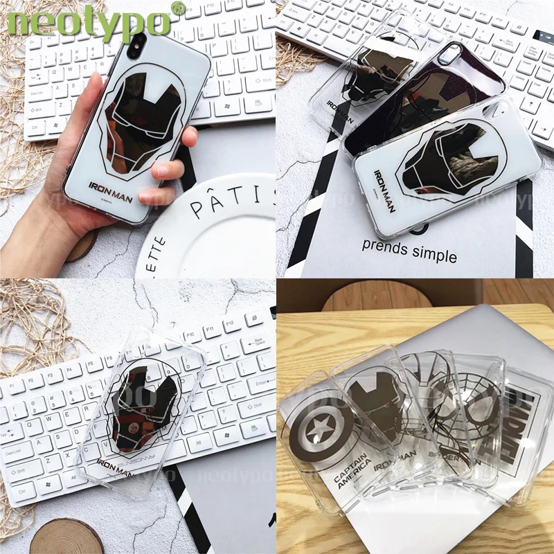 

Marvel case for iphone X XS MAX XR 10 8 7 6 6S plus Captain America Iron Man Batman Transparent Soft silicone phone cover coque