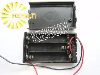 

FREE SHIPPING 10PCS x 4.5V 3x AAA With Cover Plastic Black Battery Storage Case Box Holder Socket With150mm Wire Leads