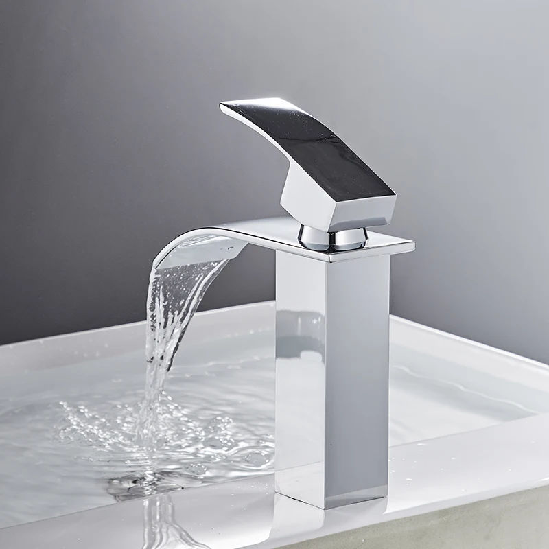 Online ROVATE Bad Becken Wasserhahn Wasserfall Deck Montiert Kalt und Warmwasser Mischbatterie Messing Chrom Vanity Schiff Kran
