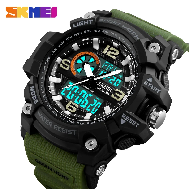 

SKMEI Casual Fashion Multifunction Sport Quartz Watch Men Waterproof Dual Display Wristwatch Chronograph Alarm Clock Man Watches