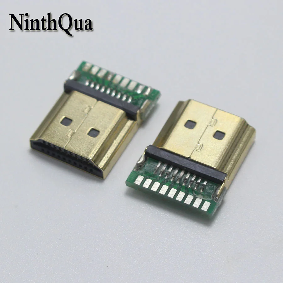 

NinthQua 1pcs Gold Plating HDMI Type A Standard Male Plug with PCB board 19P HDMI Connector (1.4)