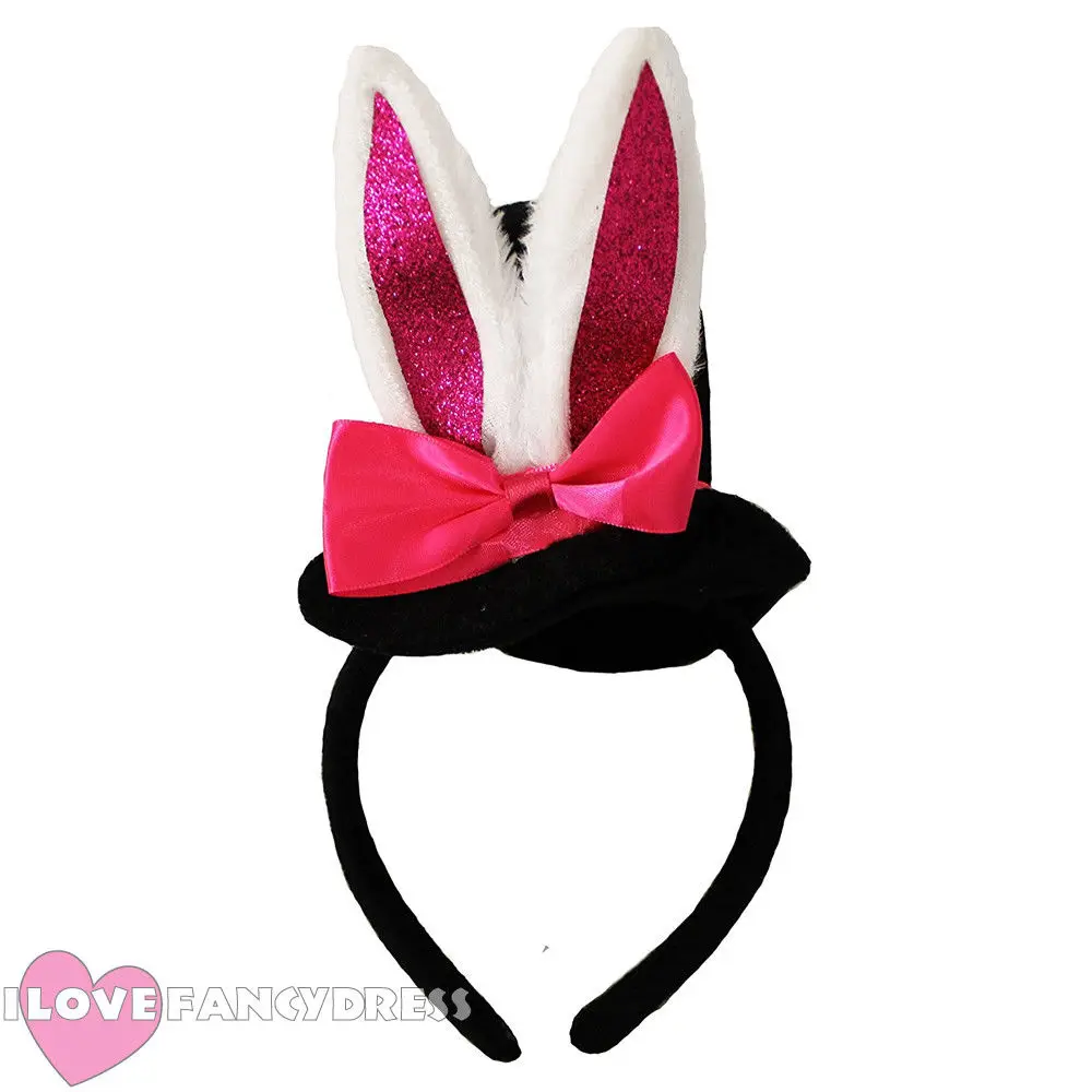 WHITE RABBIT EAR PLUSH BLACK TOP HAT WONDERLAND BUNNY BOOK WEEK ADULT SCHOOL