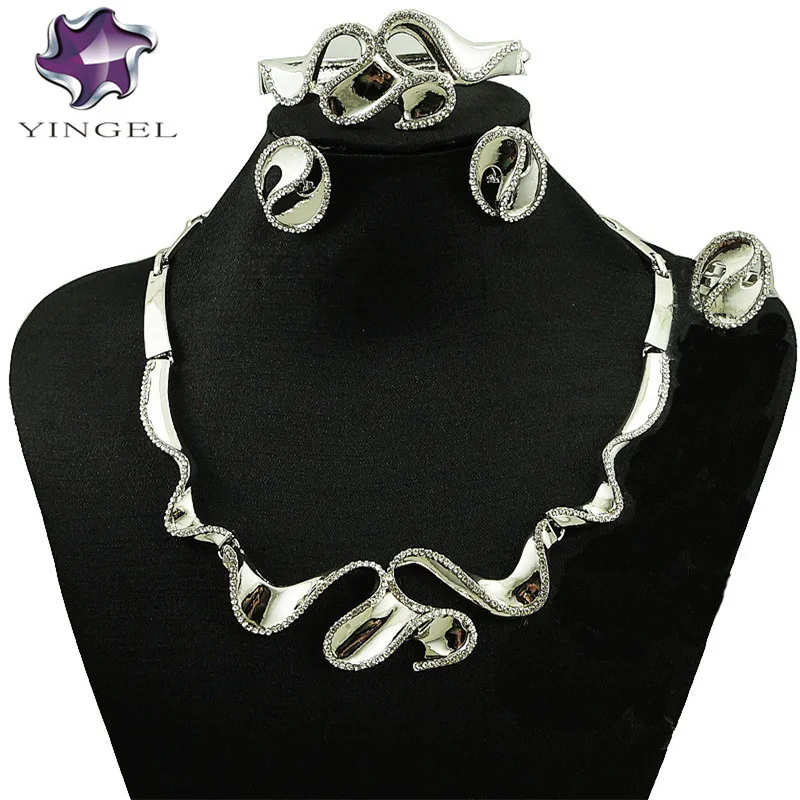 

african silver PLATED jewelry sets BIG wedding jewelry sets women necklace fine jewelry new design for party jewelry