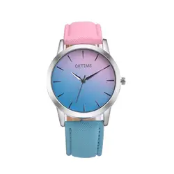 Ретро дизайн кожаный ремешок наручные часы для женщин Мода Радуга печати кварцевые часы повседневные часы женские Relogio Feminino # YL