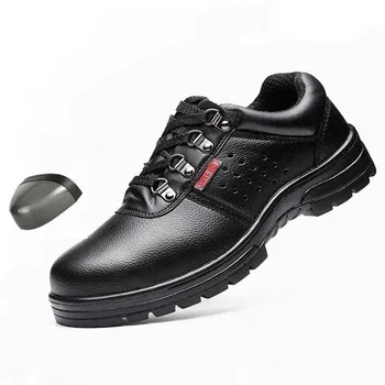 

Men Cowhide Steel Toe Work Safety Shoes Non-slip Wear Puncture Proof Construction Breathable Safety Boots Indestructible Shoes