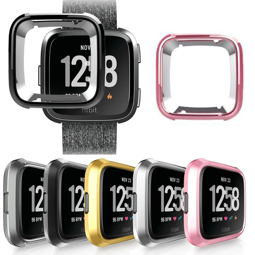 

360 Degree Protection Cover For Fitbit Versa Band Case Plating Coque Fit Bit Versa Watch Accessories Screen Protective Case capa