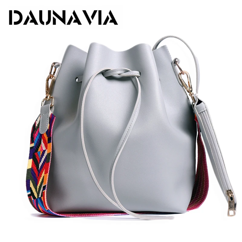  DAUNAVIA Women bag with Colorful Strap Bucket Bag Women PU Leather Shoulder Bags Brand Designer Lad - 32766604959
