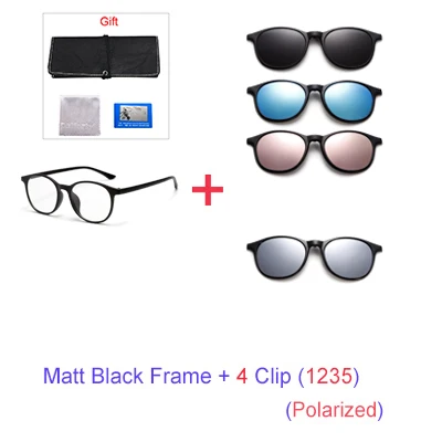Ralferty Magnet Sunglasses Women Polarized 6 In 1 Eyeglass Frame With Clip On Glasses Men Round UV400 TR90 3D Yellow Oculo A2245 big round sunglasses Sunglasses