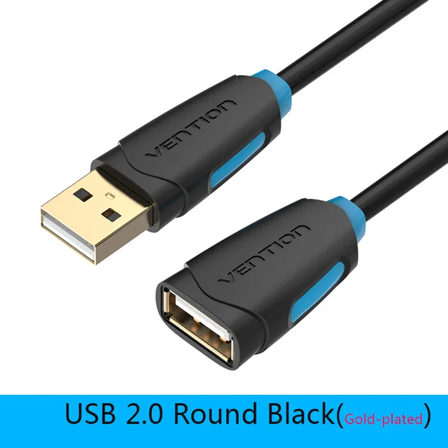 Vention Мужской Женский USB3.0 2,0 кабель-удлинитель для компьютера мобильный USB 2,0 кабель для синхронизации данных шнур высокоскоростной передачи данных - Цвет: Black USB 2.0 CBCB