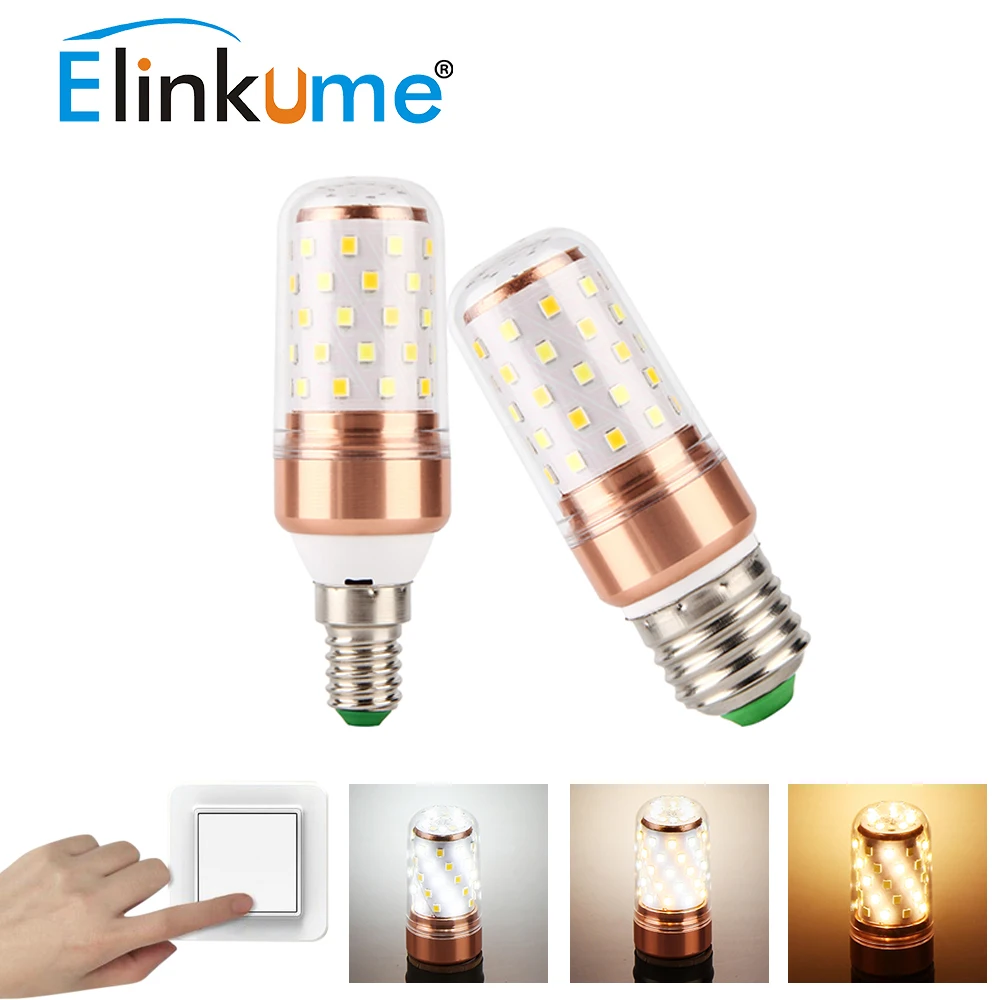 Aliexpress Buy Elinkume LED Bulb E27 E14 Corn Bulb 3 Color Temperature Lamp 6W Golden Led