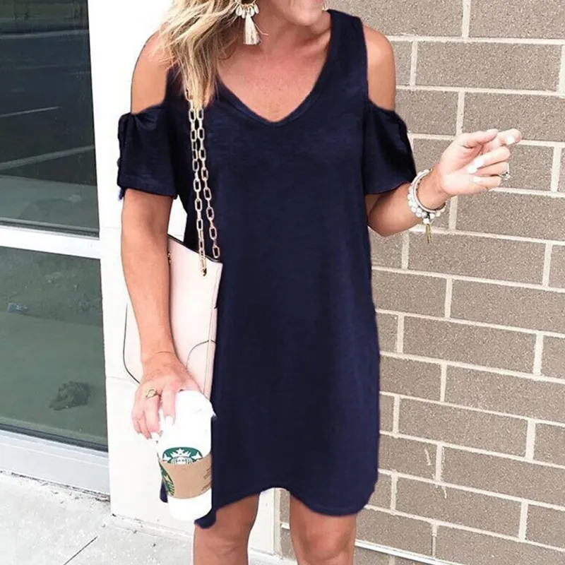 Plus-Size-Women-Casual-Dresses-2019-Summer-Short-Sleeve-Solid-Loose-Dress-Sexy-Off-Shoulder-Mini (1)