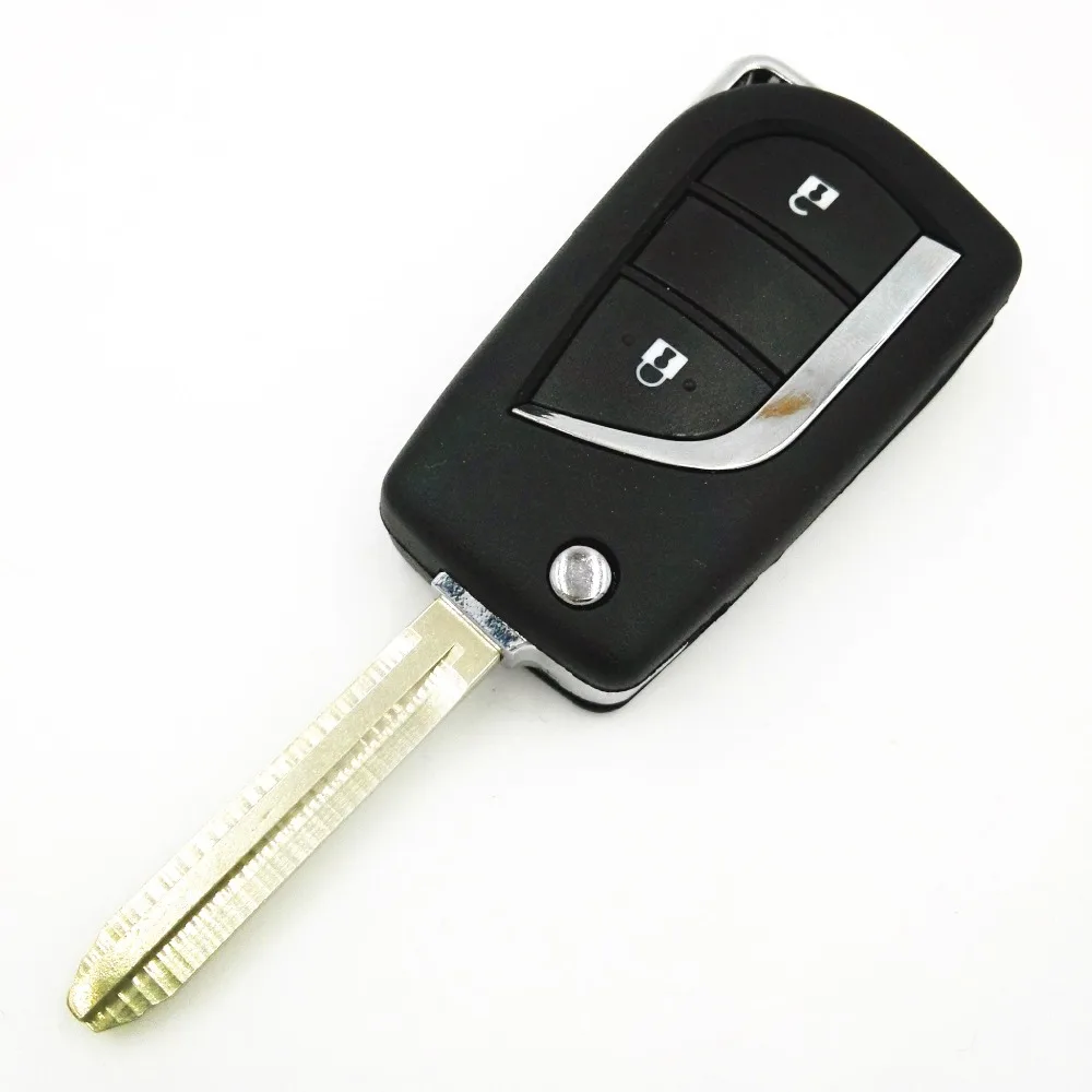 

2 Button Car Replacement Flip Folding Key Shell Blank Remote Fob Case For Toyota Corolla EX New VIOS Key TOY43 Blade Key Cover