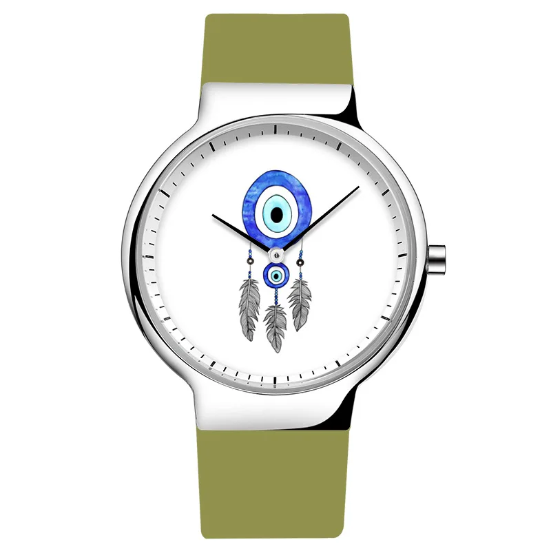 

Women Watch In Quartz Removable Silicone Strap Creative Devil's Eye Pattern Round Wristwatch Luxury Ladies Dress Watches WC028