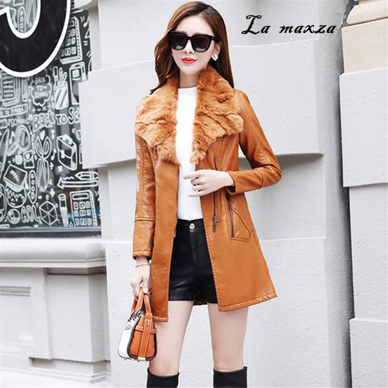 

Women Winter PU Leather Warm Jacket and Coat Moto Fashion Jacket 2018 Female Bomber Jacket Plus Size 3XL