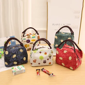 

Cartoon Canvas Portable Lunch box Bag Insulated food container Picnic Thermal Food Lunch Bag Tote for kids women Cooler Bags