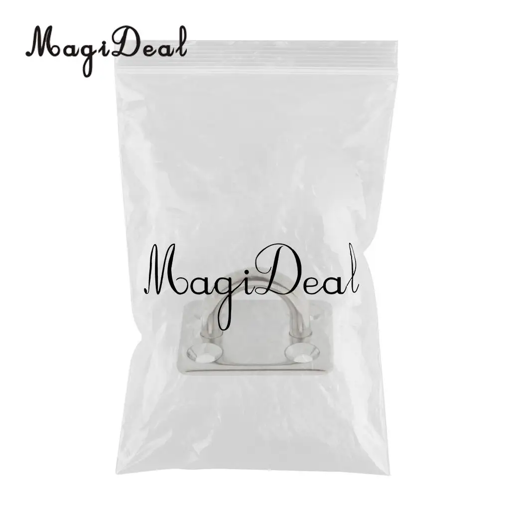 Heavy Duty 304 Stainless Steel Pad Eye Plates 5mm Square Base Staple Mooring Fitting for Marine Boat Sailboat Rigging
