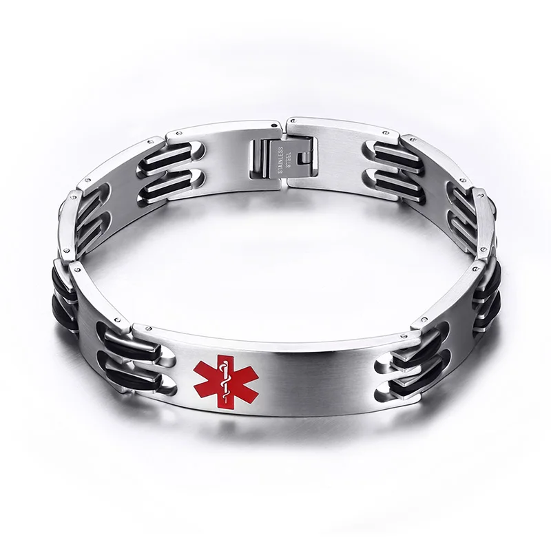 Prix pour Hommes et Femmes En Acier Inoxydable Lien Chaîne D'alerte Médicale ID Bracelet pour Hommes Bijoux, livraison de Gravure Prix pour Hommes et Femmes En Acier Inoxydable Lien Chaîne D'alerte Médicale ID Bracelet pour Hommes Bijoux, livraison de Gravure
