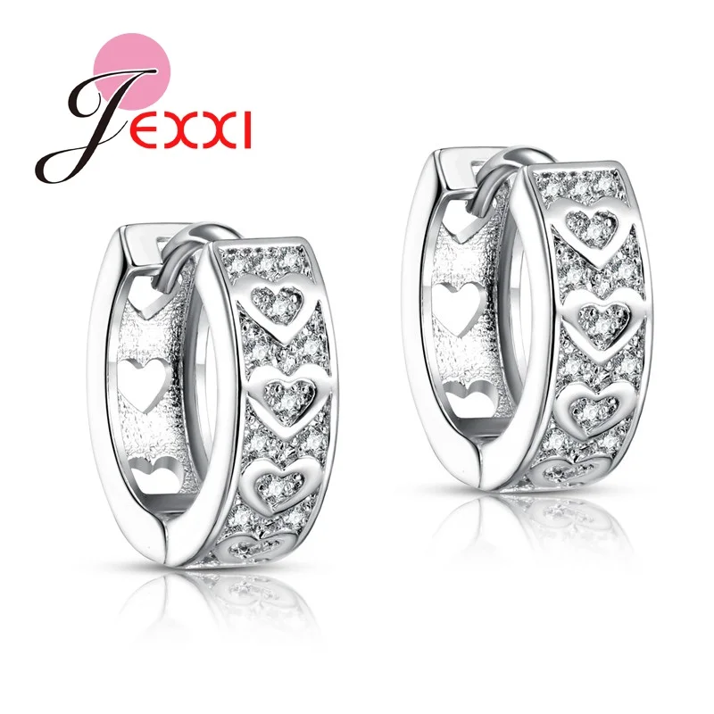 Romantic Heart Design Women Wide Hoop Earrings Wholesale 925 Sterling Silver Ear Piercing Jewelry Best Lady Birthday Gifts | Украшения и
