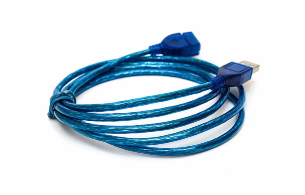 JINCHI 2,0 USB кабель-удлинитель 3 М медный 10 футов для мужчин и женщин двойное экранирование прозрачный синий высокоскоростной анти-помехи