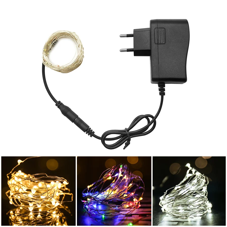 

Waterproof LED String lamp Copper Wire Lights RGB Led string DC12V Lights strip for Christmas Wedding Home Party with adapter