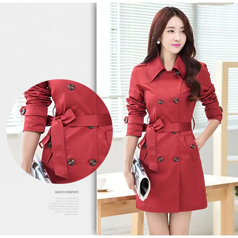 

womens trench coats twotwinstyle collar Double Breasted Elegant long coat loose plus size middle age women coats duster coat