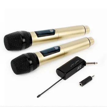 

Wireless Microphone System Portable 6.35mm 3.5mm Receiver 2 Channels Studio UHF Dual Handheld Dynamic Mic For Karaoke Computer