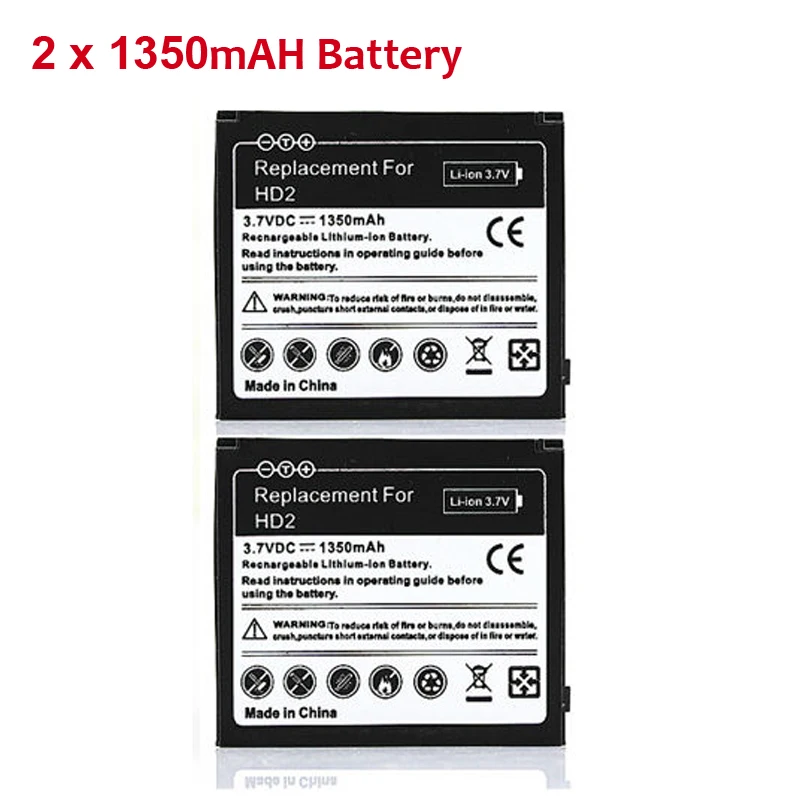 2X Phone Replacement 1350mAh Battery Batteries For HTC HD2