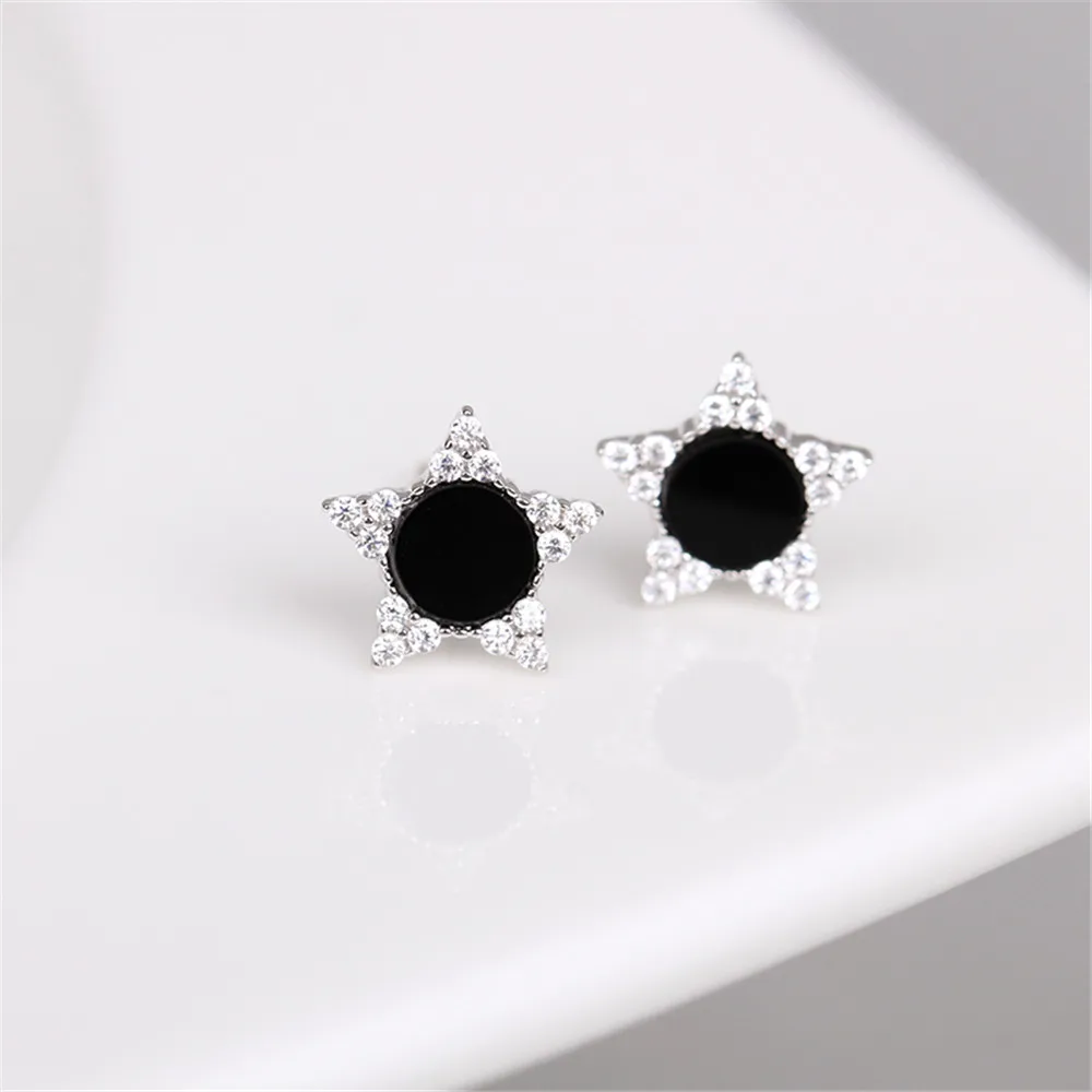 

Rhinestone Silver Stars Stud Earring Cute Pentagram Earrings Fine Jewelry For Women